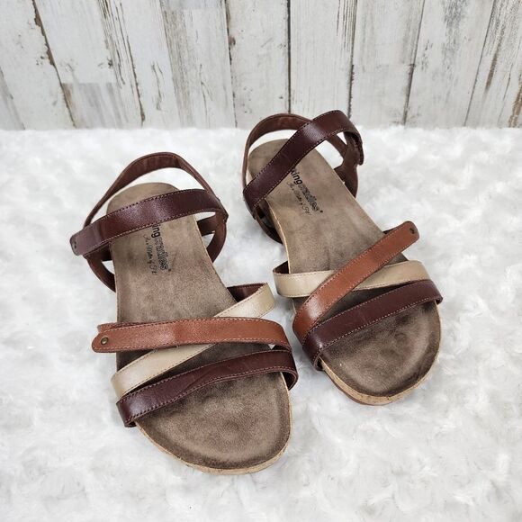 Walking Cradles Leather Pool Wrap Sandals Brown Size 7.5 - Picture 1 of 11